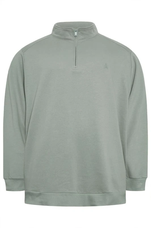 STUDIO A Big & Tall Grey Quarter Zip Sweatshirt 1 STUDIO A Big & Tall Grey Quarter Zip Sweatshirt