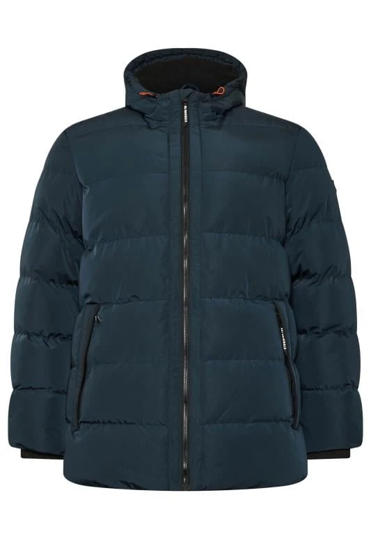 BadRhino Big & Tall Teal Blue Hooded Logo Puffer Jacket 1 BadRhino Big & Tall Teal Blue Hooded Logo Puffer Jacket