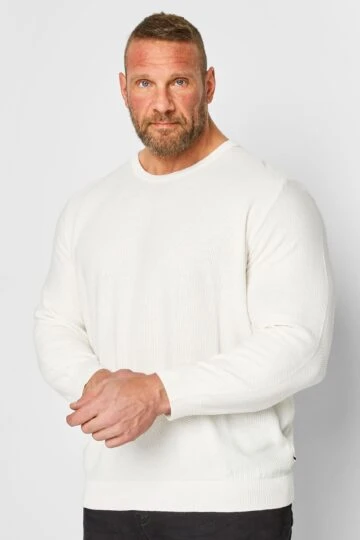 JACK & JONES Big & Tall White Knitted Jumper