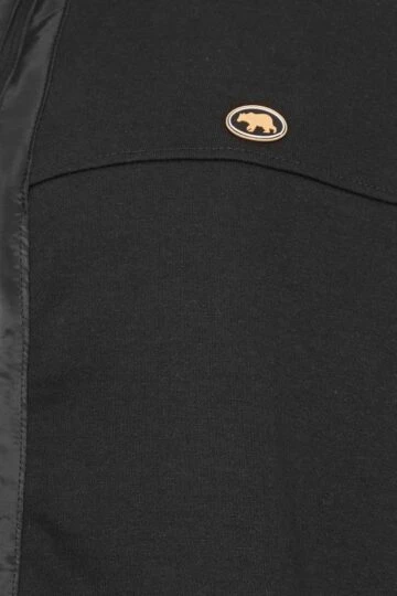 D555 Big & Tall Black Zip Through Constrast Hoodie