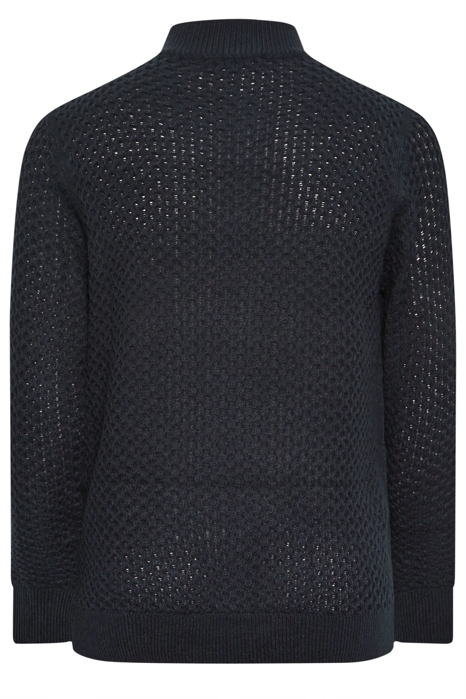 BadRhino Big & Tall Navy Blue Quarter Zip Knitted Jumper 3 BadRhino Big & Tall Navy Blue Quarter Zip Knitted Jumper - Image 3