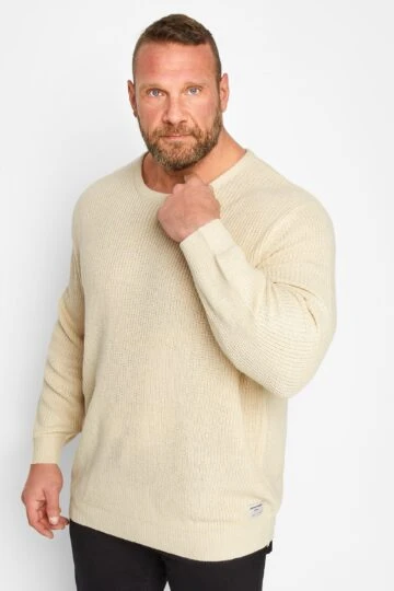 JACK & JONES Big & Tall Cream Knitted Jumper