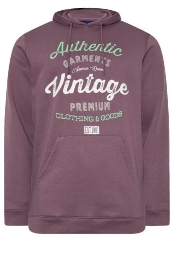 BadRhino Big & Tall Plum 'Authentic Vintage' Graphic Hoodie