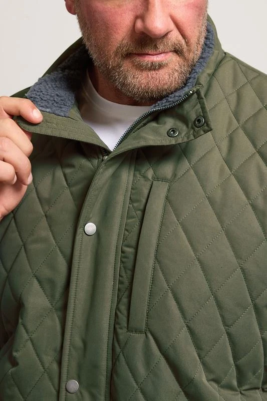 BadRhino Big & Tall Khaki Green Diamond Quilted Gilet 2 BadRhino Big & Tall Khaki Green Diamond Quilted Gilet - Image 2