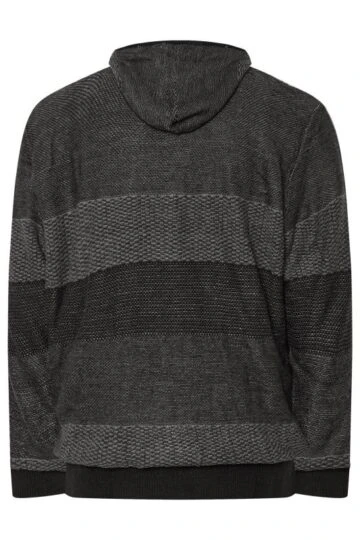 KAM Big & Tall Charcoal Grey Sherpa Stripe Hoodie