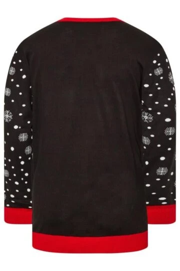 KAM Big & Tall Black Bulldog Santa Christmas Jumper