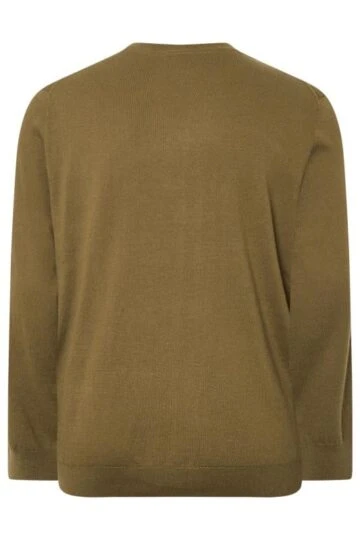 LYLE & SCOTT Big & Tall Brown Cotton Merino Crew Neck Jumper