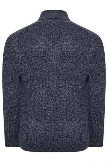 BadRhino Big & Tall Navy Blue Knitted Shawl Cardigan