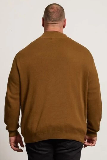 BadRhino Big & Tall Brown Milano Quarter Zip Jumper