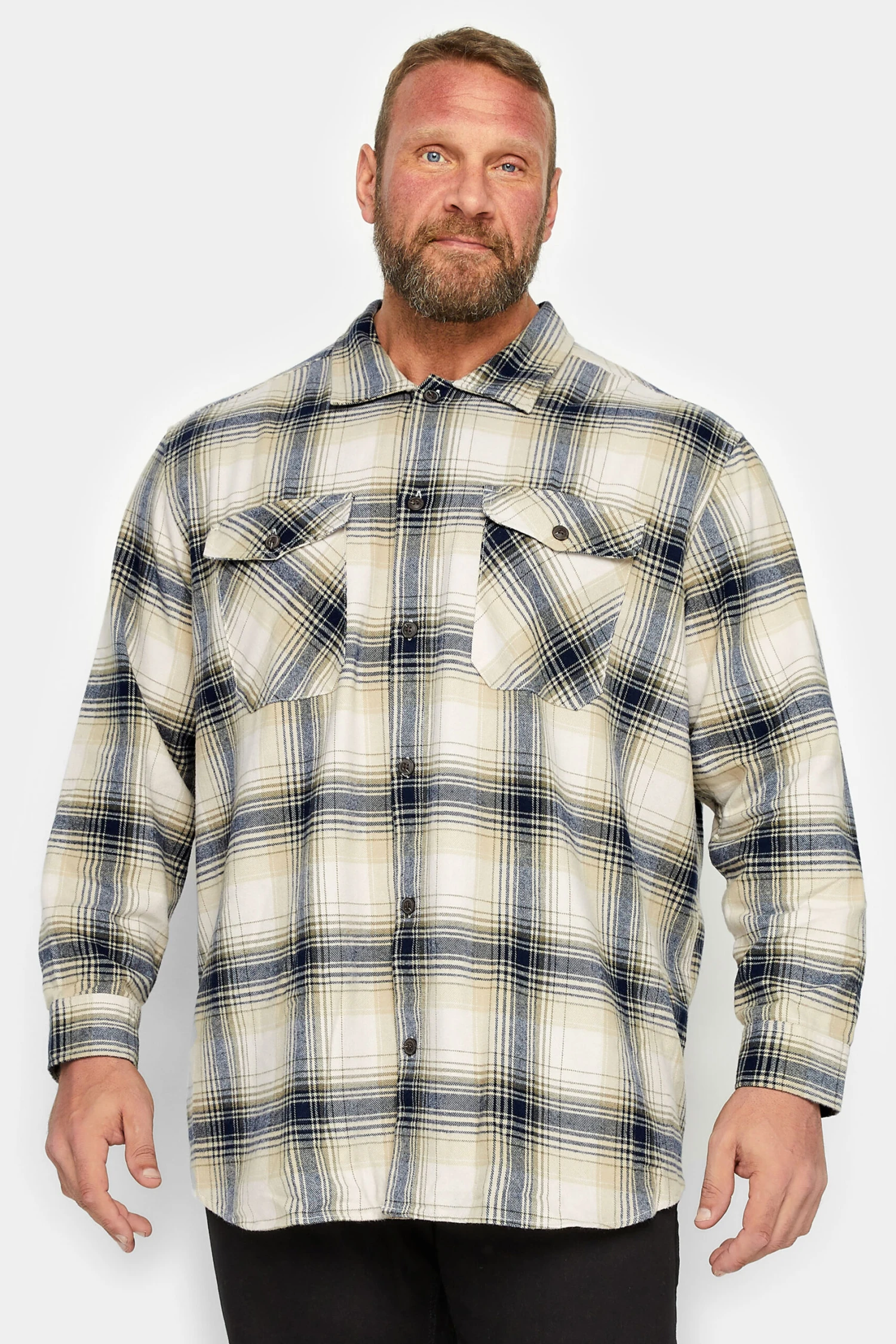 JACK & JONES Big & Tall Cream Twill Overshirt 1 JACK & JONES Big & Tall Cream Twill Overshirt