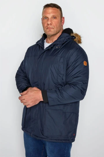D555 Big & Tall Navy Blue Lovett Parka Jacket