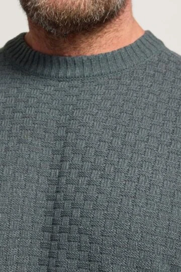 BadRhino Big & Tall Storm Blue Textured Crew Neck Knitted Jumper