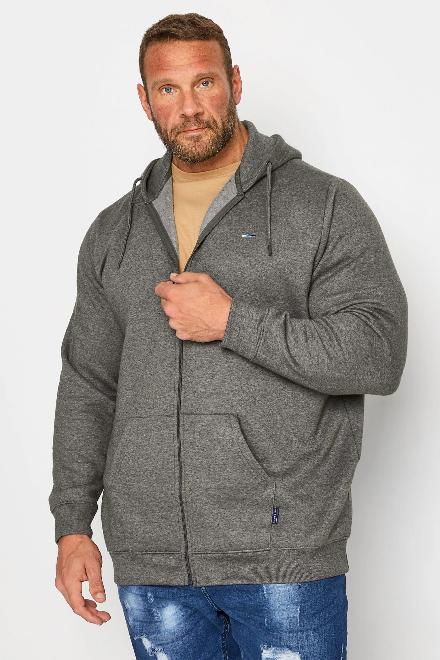 Essential Men’s Outerwear – How to Stay Stylish in Every Season 13 BadRhino Big & Tall Charcoal Grey Zip Through Hoodie