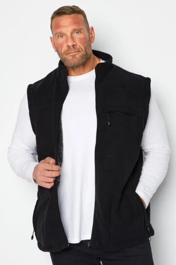 KAM Big & Tall Black Fleece Gilet