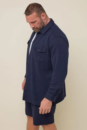 BadRhino Big & Tall Navy Blue Textured Jersey Shacket