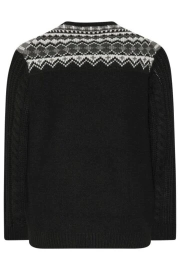 BadRhino Big & Tall Black Crew Neck Fairisle Knitted Christmas Jumper