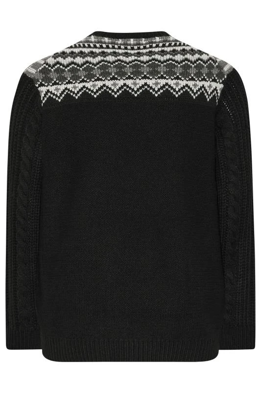 BadRhino Big & Tall Black Crew Neck Fairisle Knitted Christmas Jumper 1 BadRhino Big & Tall Black Crew Neck Fairisle Knitted Christmas Jumper