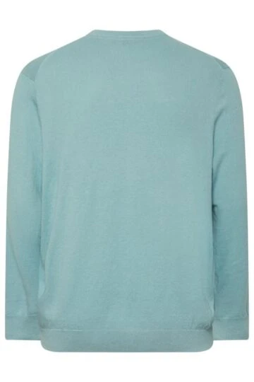 LYLE & SCOTT Big & Tall Blue Cotton Merino Crew Neck Jumper