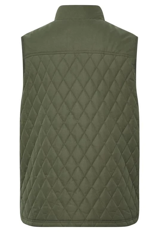 BadRhino Big & Tall Khaki Green Diamond Quilted Gilet 5 BadRhino Big & Tall Khaki Green Diamond Quilted Gilet - Image 5