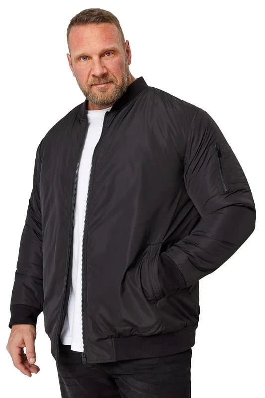 BadRhino Big & Tall Black Zip Bomber Jacket 4 BadRhino Big & Tall Black Zip Bomber Jacket - Image 4