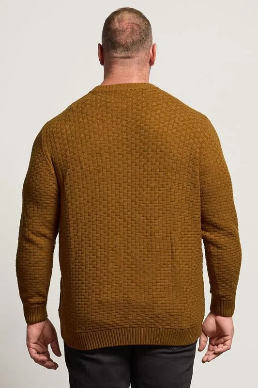 BadRhino Big & Tall Brown Textured Crew Neck Knitted Jumper 1 BadRhino Big & Tall Brown Textured Crew Neck Knitted Jumper