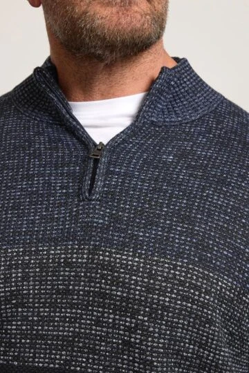 BadRhino Big & Tall Navy Blue Colour Block Quarter Zip Jumper
