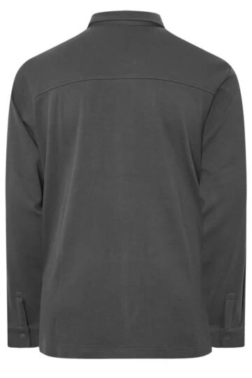 STUDIO A Big & Tall Dark Grey Button Down Shacket