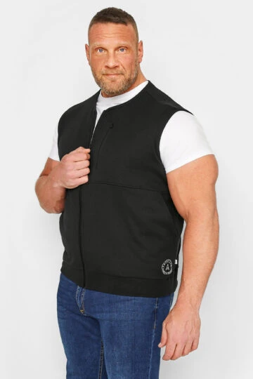 STUDIO A Big & Tall Black Jersey Gilet