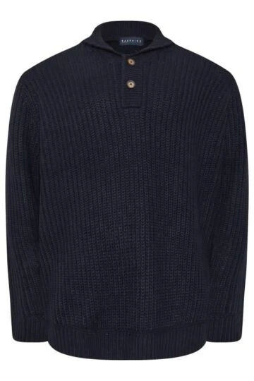 BadRhino Big & Tall Navy Blue Shawl Jumper