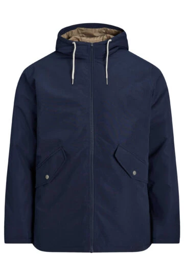 JACK & JONES Big & Tall Navy Blue Hooded Parka Jacket