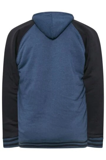 KAM Big & Tall Blue Sherpa Raglan Sleeve Zip Through Hoodie