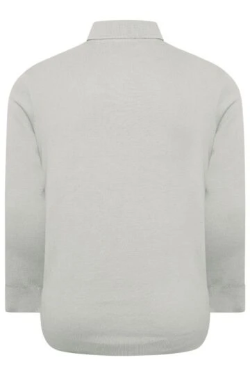 BadRhino Big & Tall Grey Milano Knit Quarter Zip Jumper