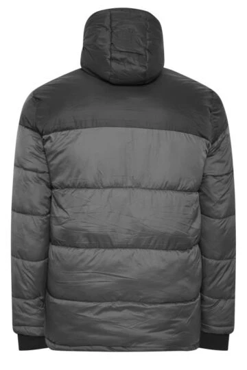 D555 Big & Tall Charcoal Sherpa Lined Puffer Jacket