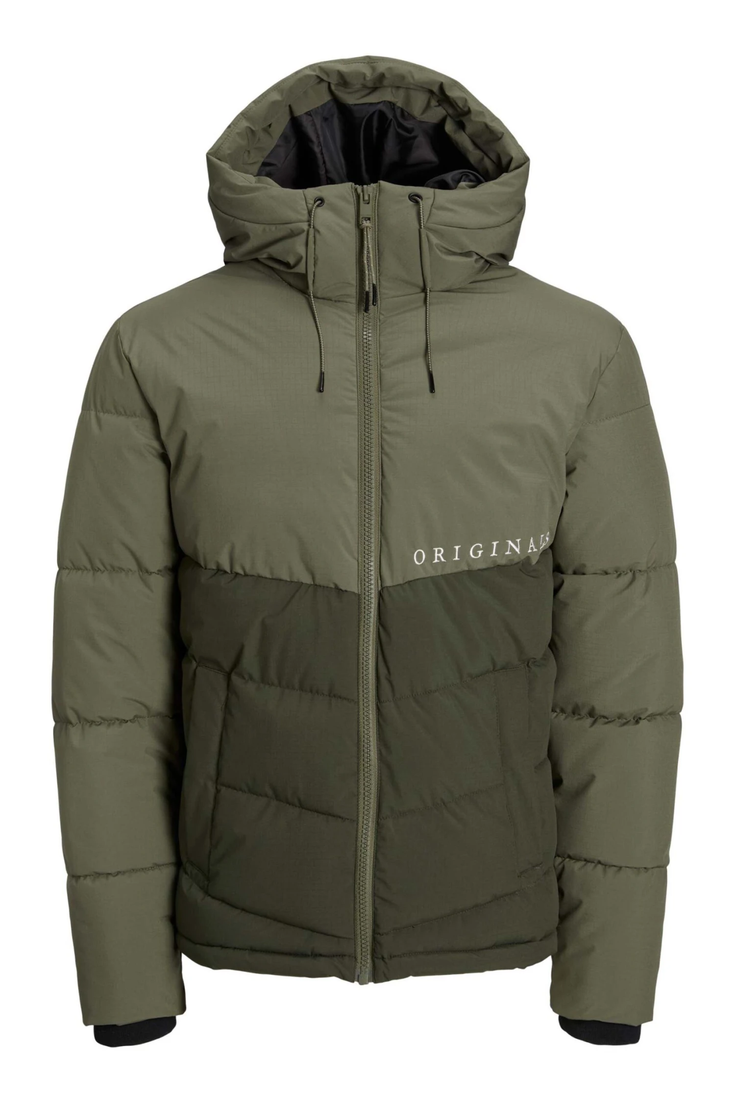 JACK & JONES Big & Tall Khaki Green 'Originals' Puffer Coat 2 JACK & JONES Big & Tall Khaki Green 'Originals' Puffer Coat - Image 2