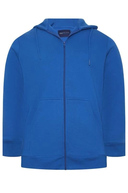 BadRhino Big & Tall Cobalt Blue Premium Zip Through Hoodie 1 BadRhino Big & Tall Cobalt Blue Premium Zip Through Hoodie