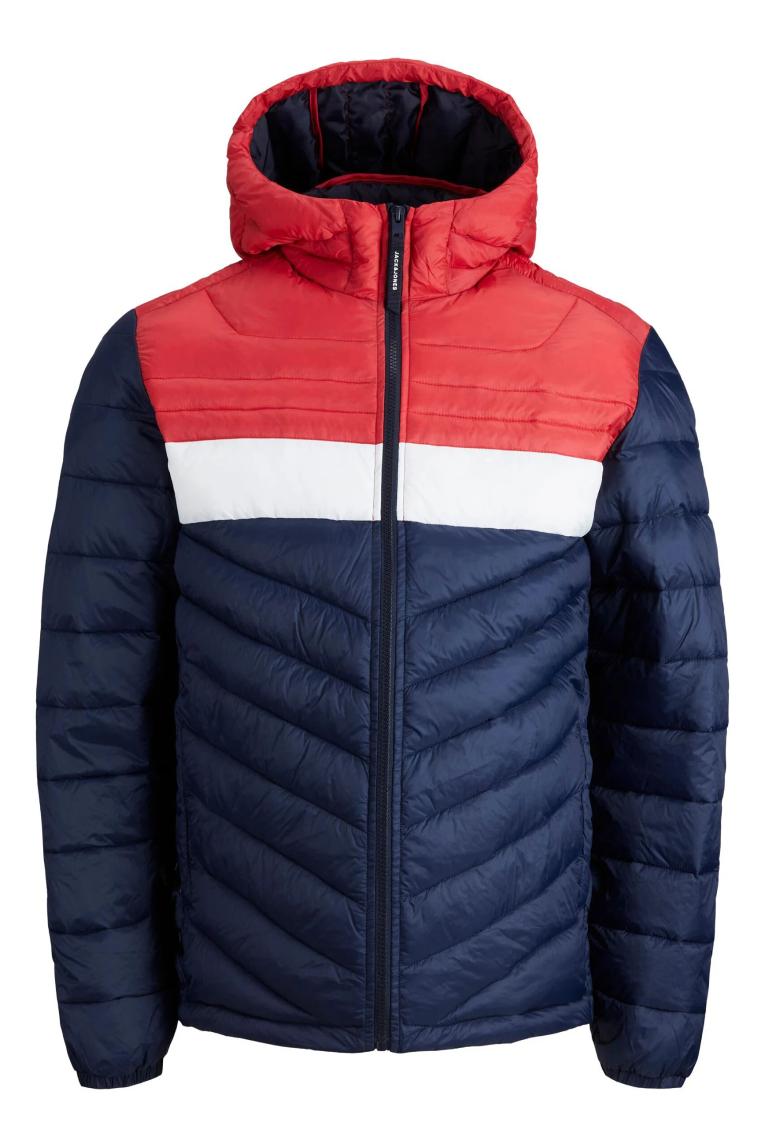 JACK & JONES Big & Tall Navy Blue Colour Block Quilted Puffer Coat 2 JACK & JONES Big & Tall Navy Blue Colour Block Quilted Puffer Coat - Image 2
