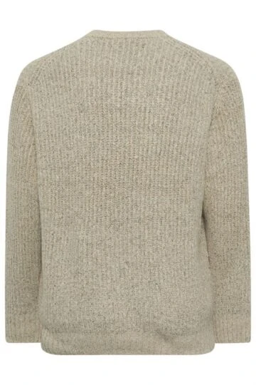 JACK & JONES Big & Tall Stone Brown Crew Neck Jumper