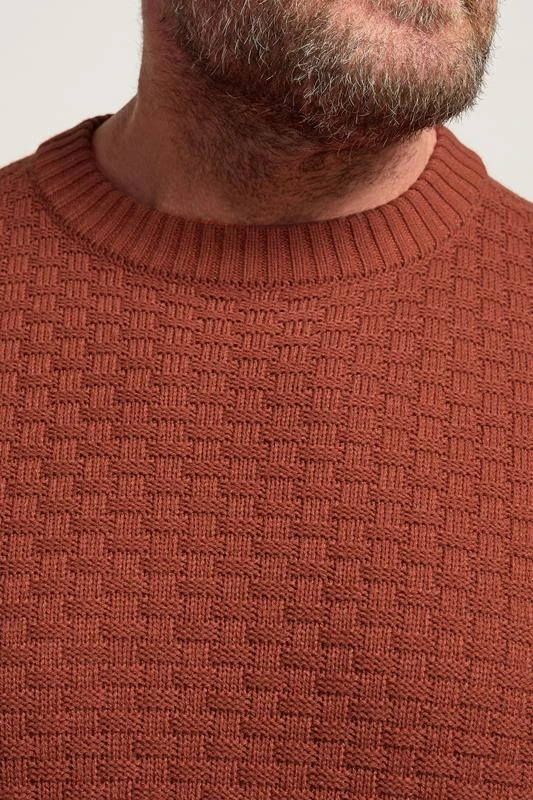 BadRhino Big & Tall Burnt Red Textured Crew Neck Knitted Jumper 1 BadRhino Big & Tall Burnt Red Textured Crew Neck Knitted Jumper
