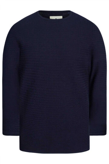 Jack & Jones Big & Tall Navy Blue Knit Crew Neck Jumper