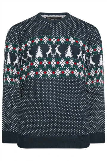 KAM Navy Blue Reindeer Christmas Jumper
