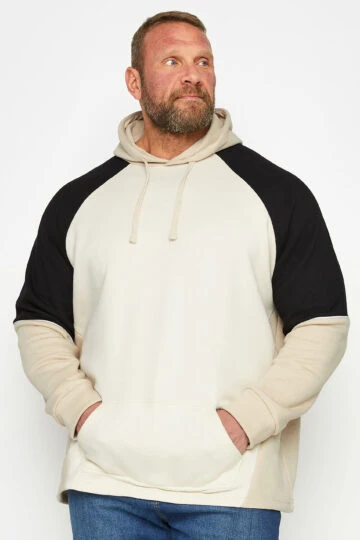 BadRhino Big & Tall Black & White Colourblock Hoodie
