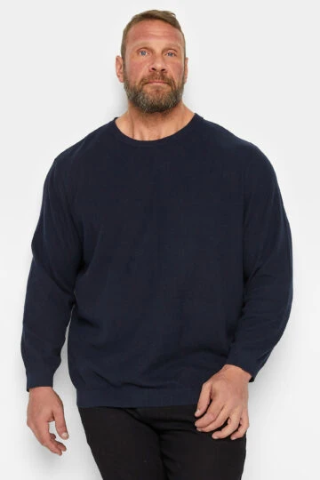 JACK & JONES Big & Tall Black Textured Knitted Jumper