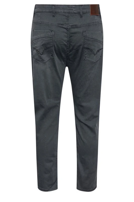 KAM Big & Tall Charcoal Grey Soft Stretch Denim Jeans 2 KAM Big & Tall Charcoal Grey Soft Stretch Denim Jeans - Image 2
