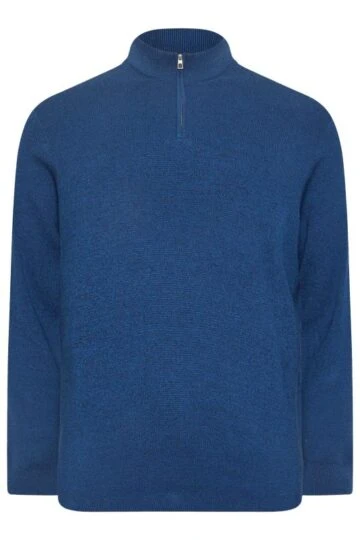 BadRhino Big & Tall Blue Milano Quarter Zip Jumper