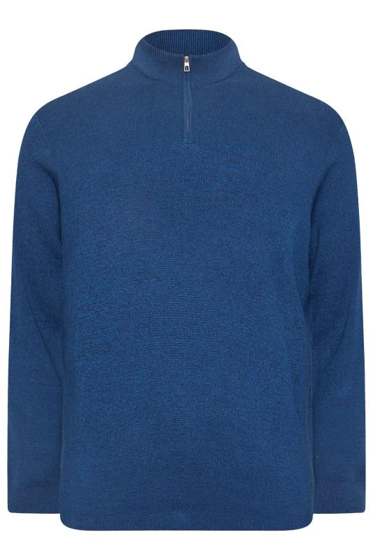BadRhino Big & Tall Blue Milano Quarter Zip Jumper