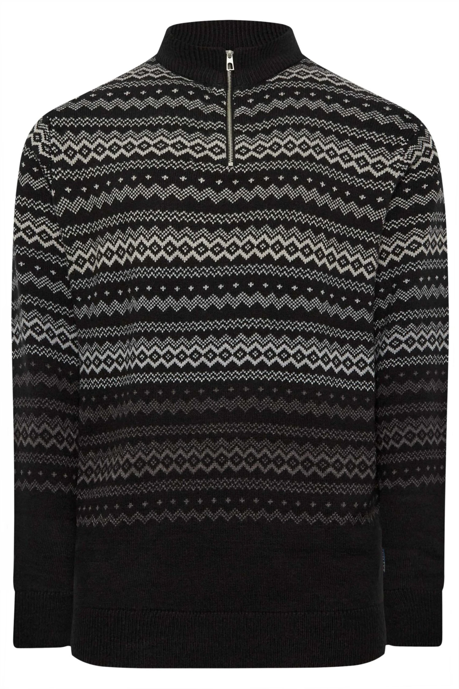 BadRhino Big & Grey Christmas Fairisle Quarter Zip Jumper 2 BadRhino Big & Grey Christmas Fairisle Quarter Zip Jumper - Image 2