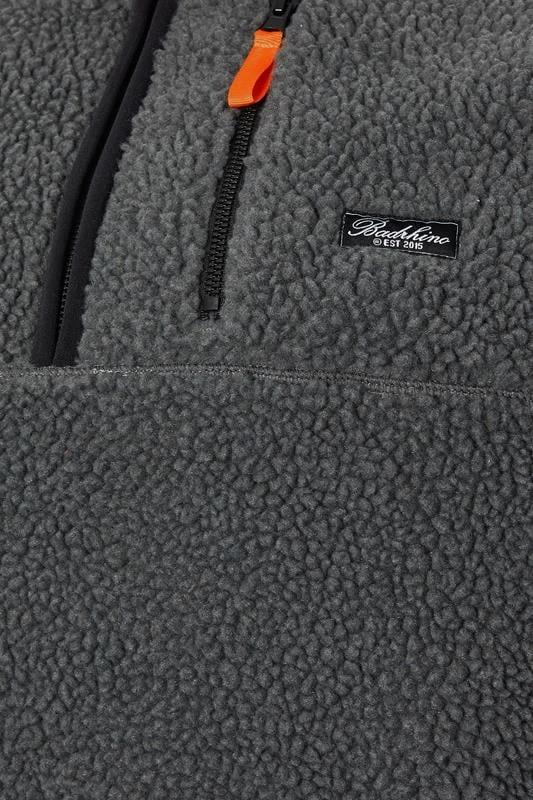 BadRhino Big & Tall Grey Sherpa Quarter Zip Fleece 4 BadRhino Big & Tall Grey Sherpa Quarter Zip Fleece - Image 4