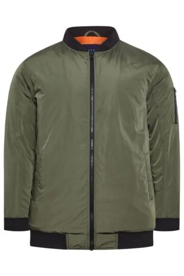 BadRhino Big & Tall Khaki Green Zip Bomber Jacket