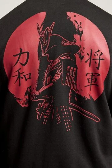 BadRhino Big & Tall Black Japanese 'Samurai' Zip Through Hoodie