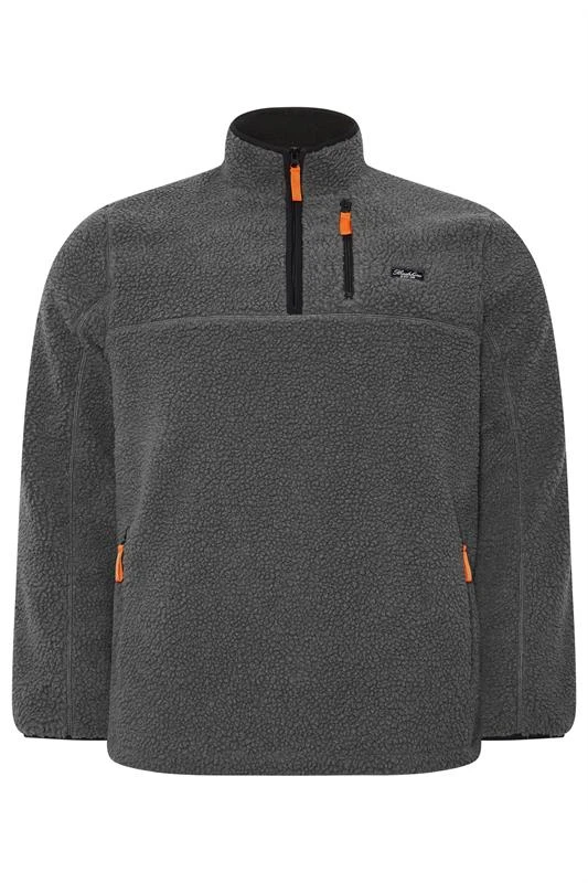 BadRhino Big & Tall Grey Sherpa Quarter Zip Fleece 2 BadRhino Big & Tall Grey Sherpa Quarter Zip Fleece - Image 2